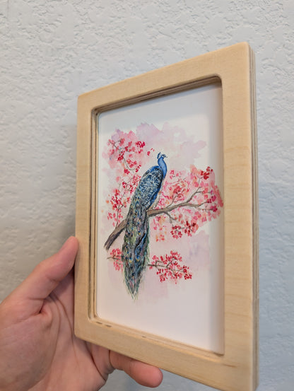 Peacock Facing Right Art Print - Solidframe Art by Lora Cavallin