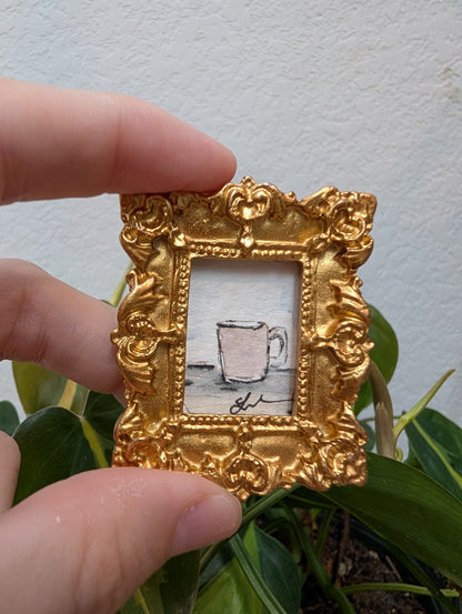 Mini Coffee Mug Painting - Original Watercolor Art by Lora Cavallin