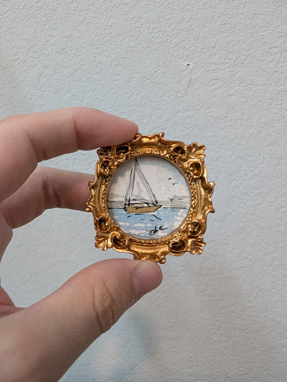 Mini Sailboat Painting - Tiny Original Watercolor Art