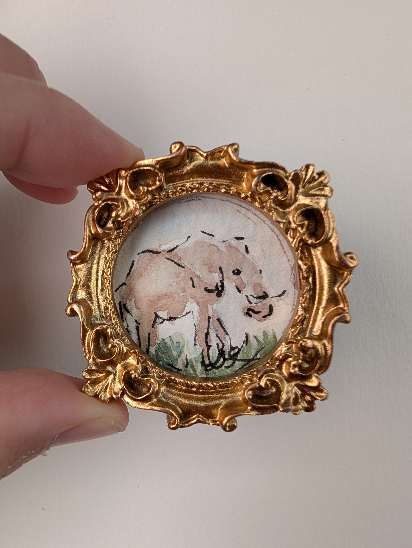 Mini Elephant Painting - Original Watercolor Art by Lora Cavallin