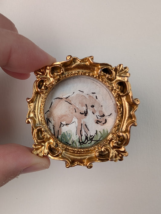 Mini Elephant Painting - Original Watercolor Art by Lora Cavallin