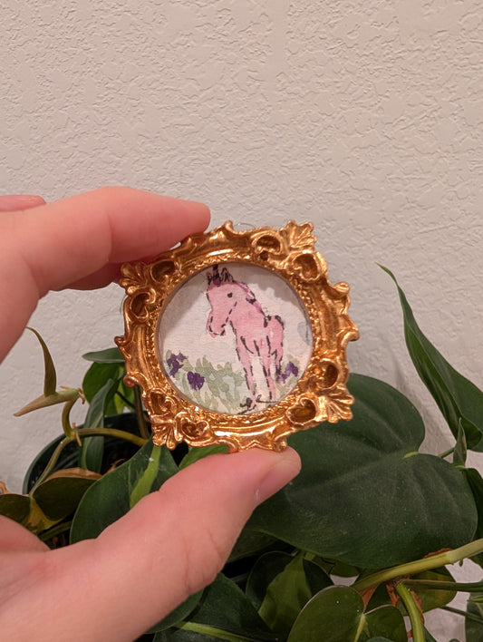 Mini Unicorn Painting - Original Watercolor Art by Lora Cavallin