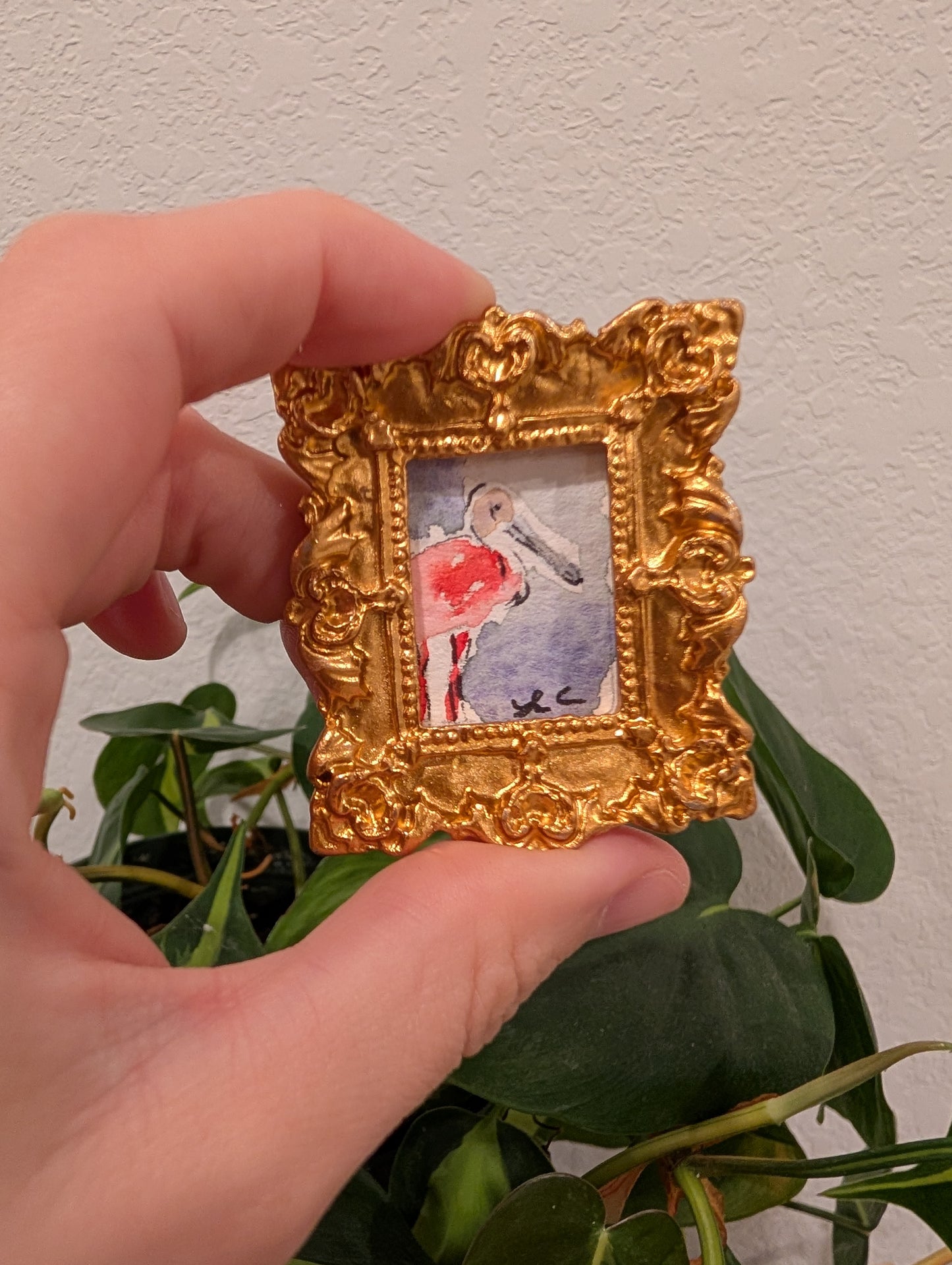 Mini Spoonbill Painting - Original Watercolor Art by Lora Cavallin