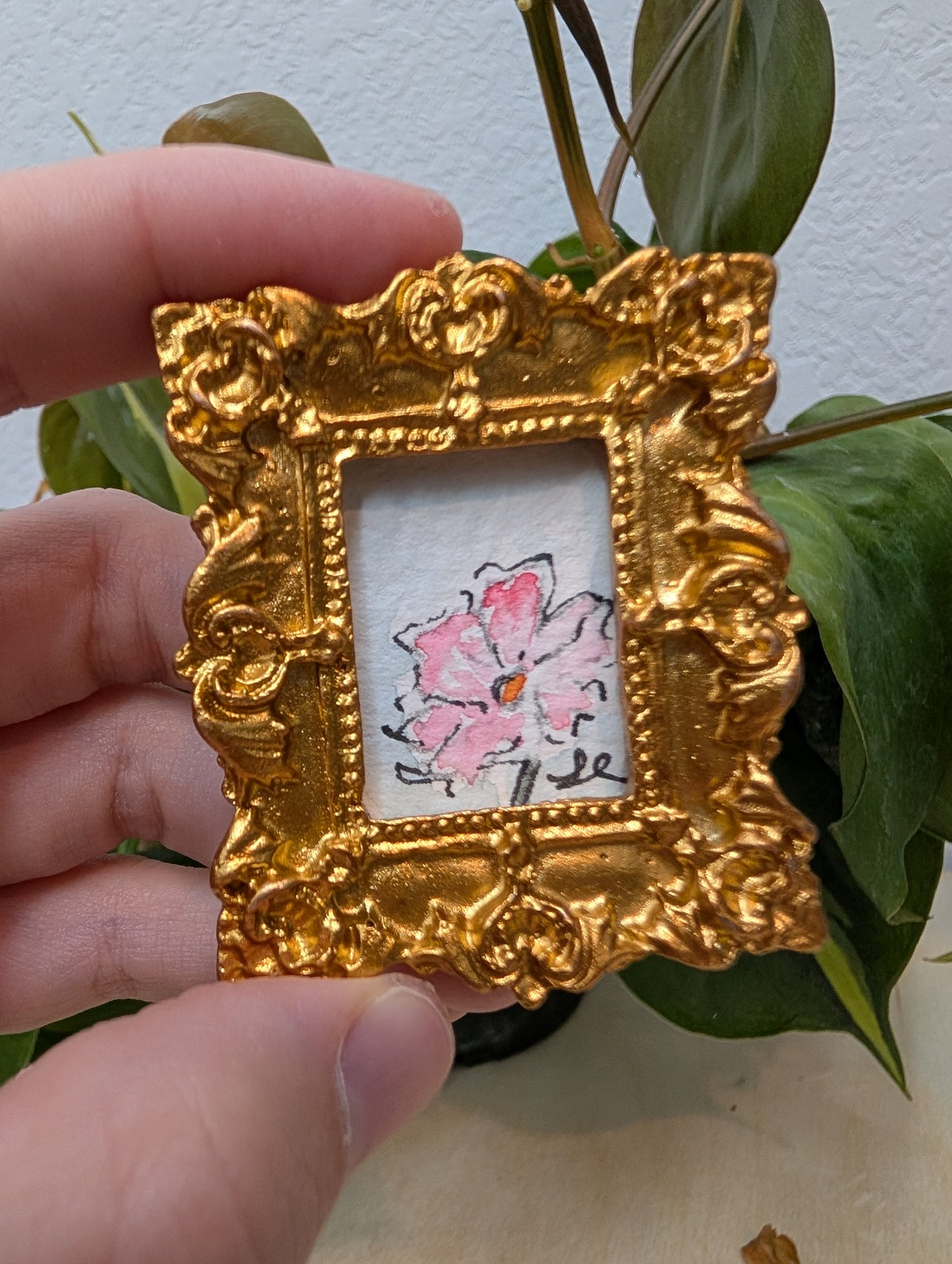 Mini Flower Painting - Original Watercolor Art by Lora Cavallin