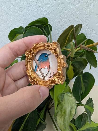 Mini Bluebird Painting - Original Watercolor Art by Lora Cavallin