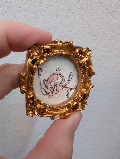 Mini Octopus Painting - Tiny Original Watercolor Art by Lora Cavallin