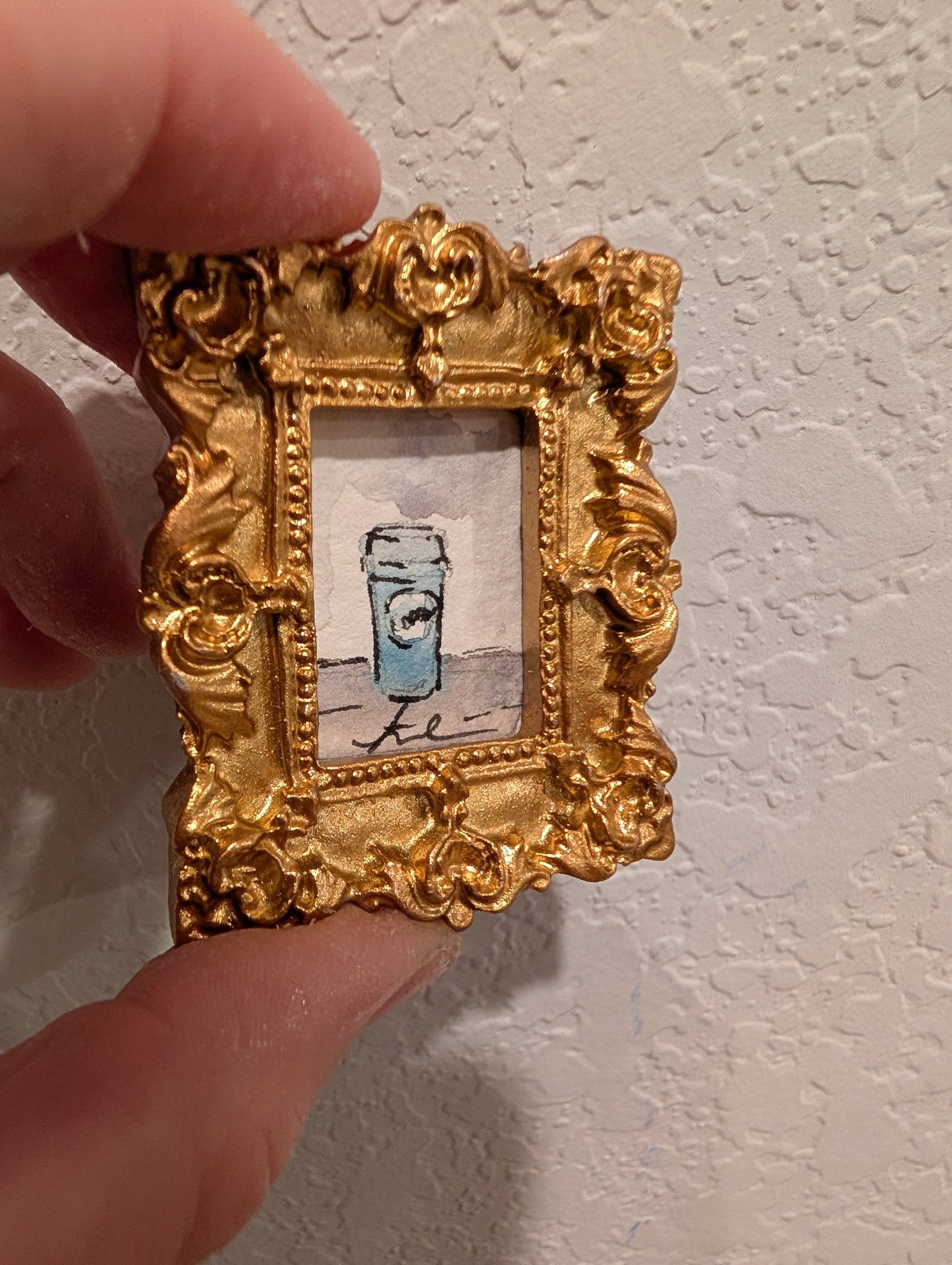 Mini Coffee Painting - Original Watercolor Art by Lora Cavallin