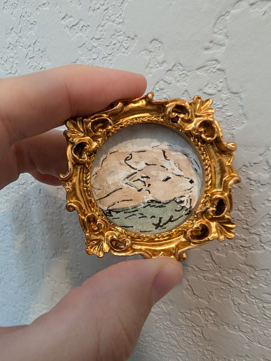 Mini Baby Cow Painting - Original Watercolor Art by Lora Cavallin