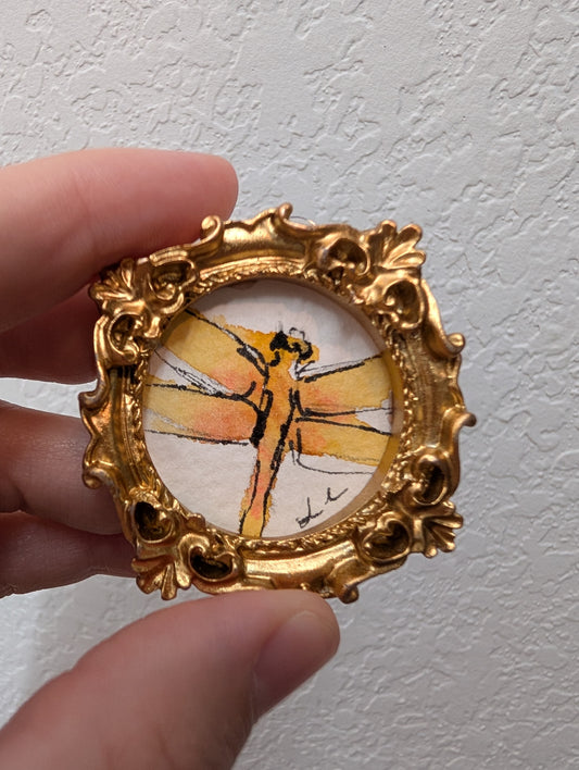 Mini Dragonfly Painting - Original Watercolor Art by Lora Cavallin