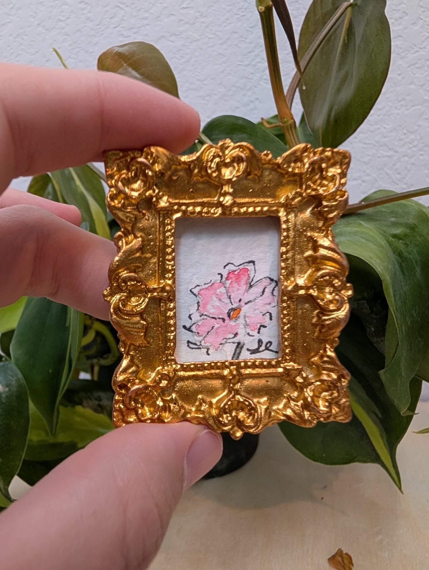 Mini Flower Painting - Original Watercolor Art by Lora Cavallin