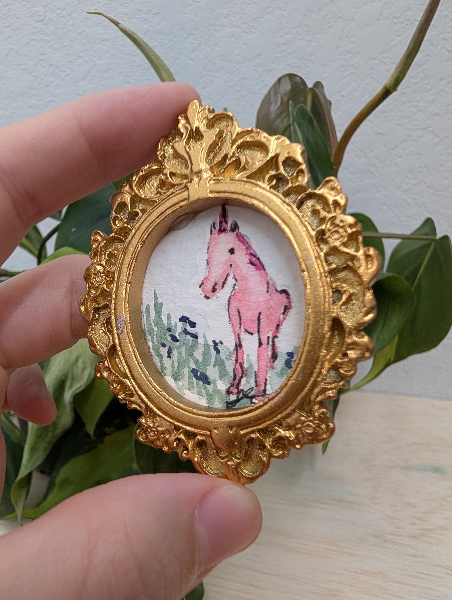 Mini Unicorn Painting - Original Watercolor Art by Lora Cavallin