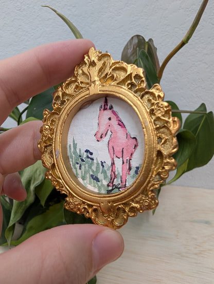 Mini Unicorn Painting - Original Watercolor Art by Lora Cavallin