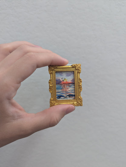 Mini Sunset Beach Painting - Tiny Original Watercolor Art