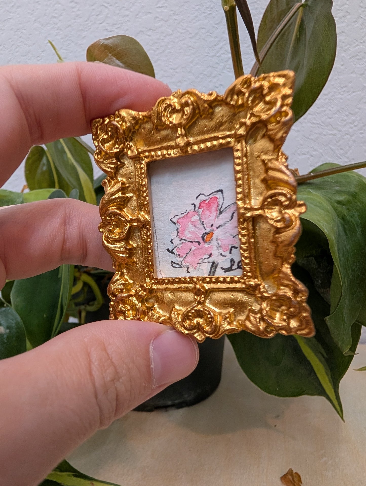 Mini Flower Painting - Original Watercolor Art by Lora Cavallin
