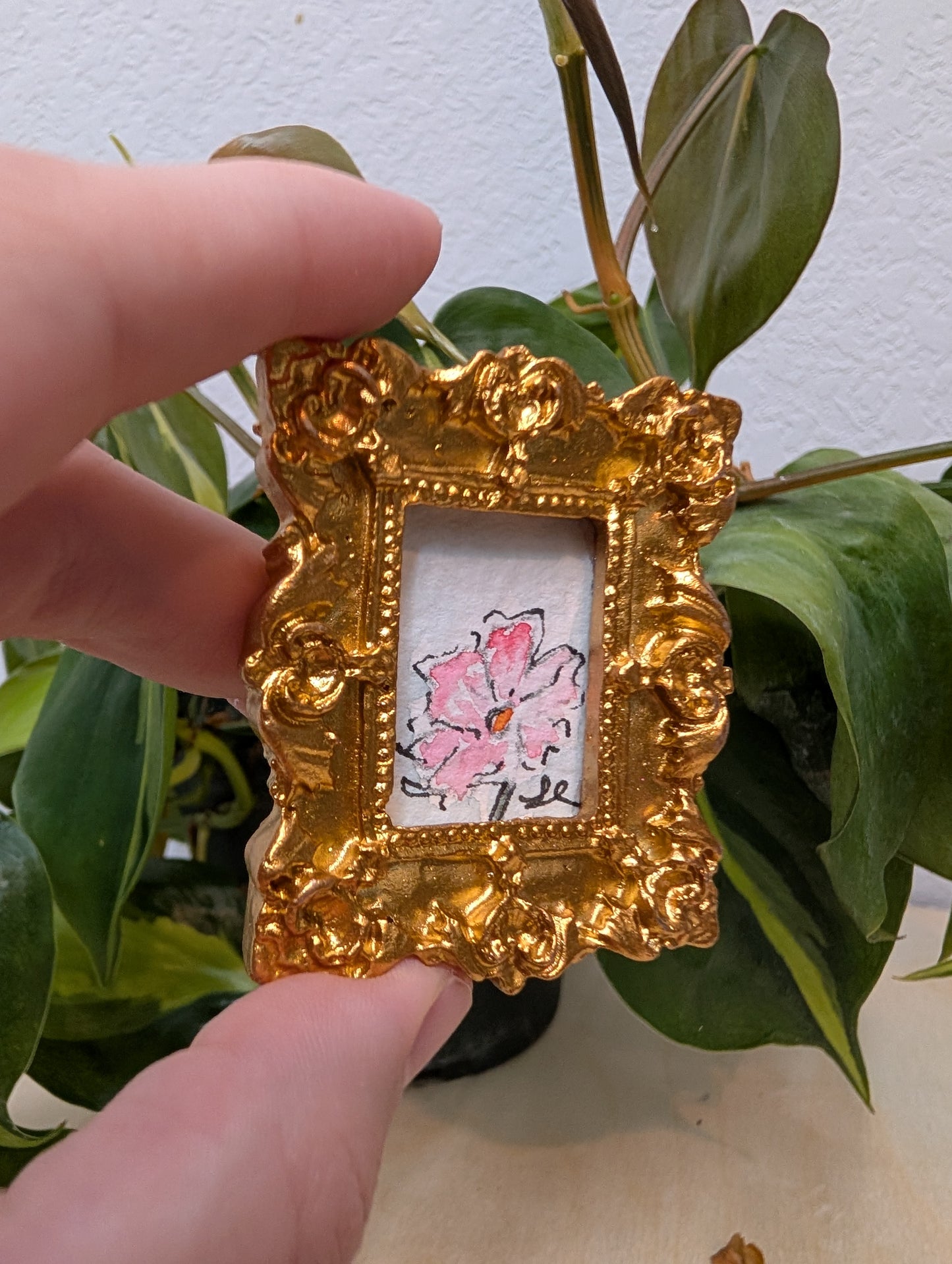 Mini Flower Painting - Original Watercolor Art by Lora Cavallin