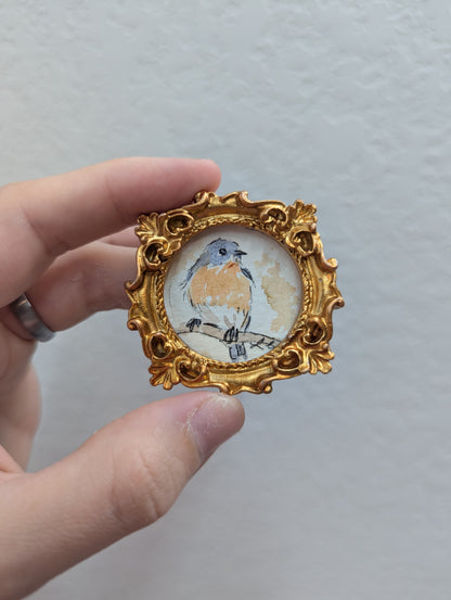 Mini Bluebird Painting - Tiny Original Watercolor Art