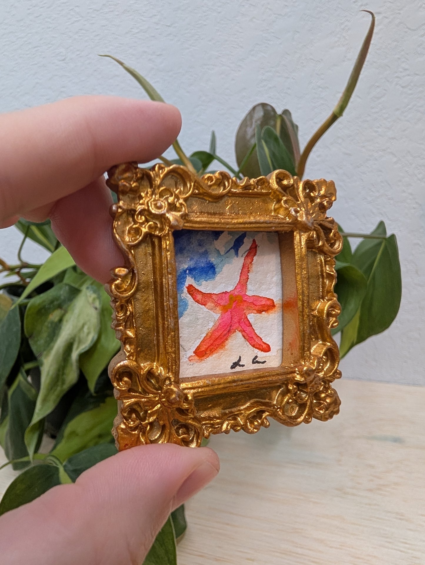 Mini Starfish Painting - Original Watercolor Art by Lora Cavallin
