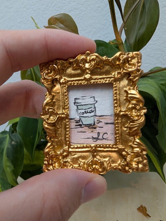Mini Coffee Painting - Original Watercolor Art by Lora Cavallin