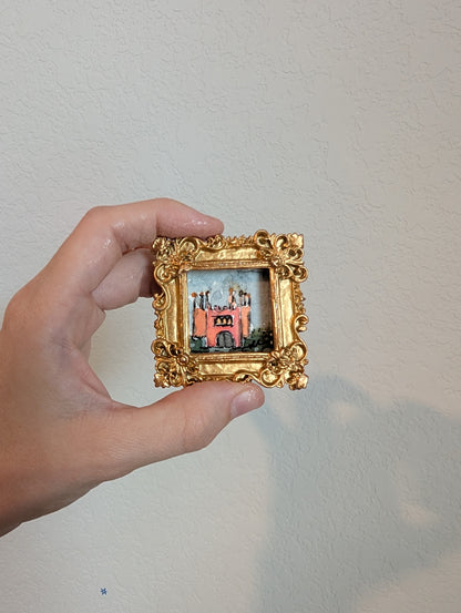 Mini Castle Painting - Original Watercolor Art by Lora Cavallin