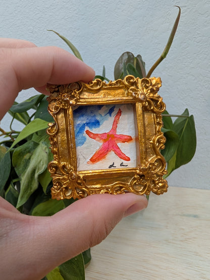 Mini Starfish Painting - Original Watercolor Art by Lora Cavallin