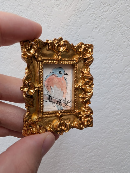 Mini Bluebird Painting - Original Watercolor Art by Lora Cavallin