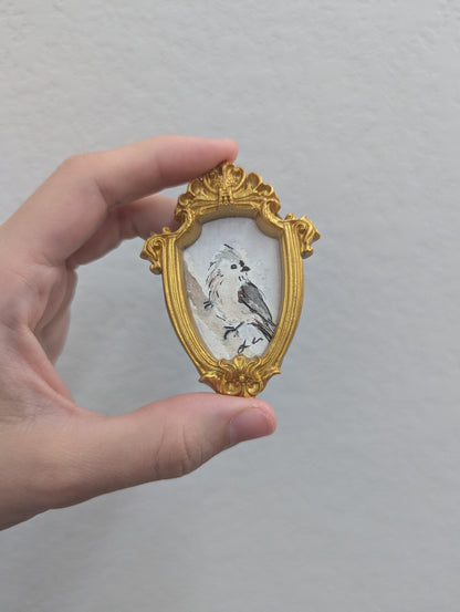 Mini Tufted Titmouse Painting - Tiny Original Watercolor Art