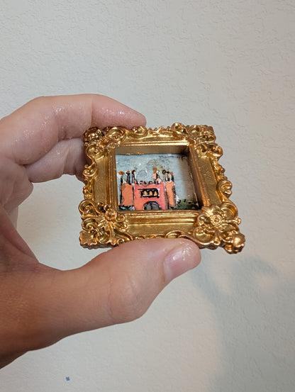 Mini Castle Painting - Original Watercolor Art by Lora Cavallin