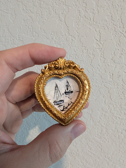 Mini Sailboat Painting - Original Watercolor Art by Lora Cavallin