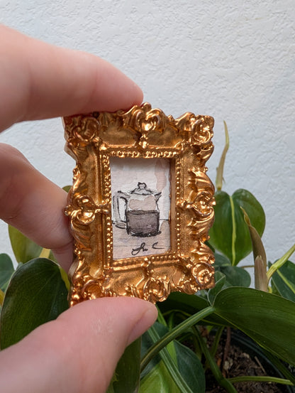 Mini Coffee Carafe Painting - Original Watercolor Art by Lora Cavallin
