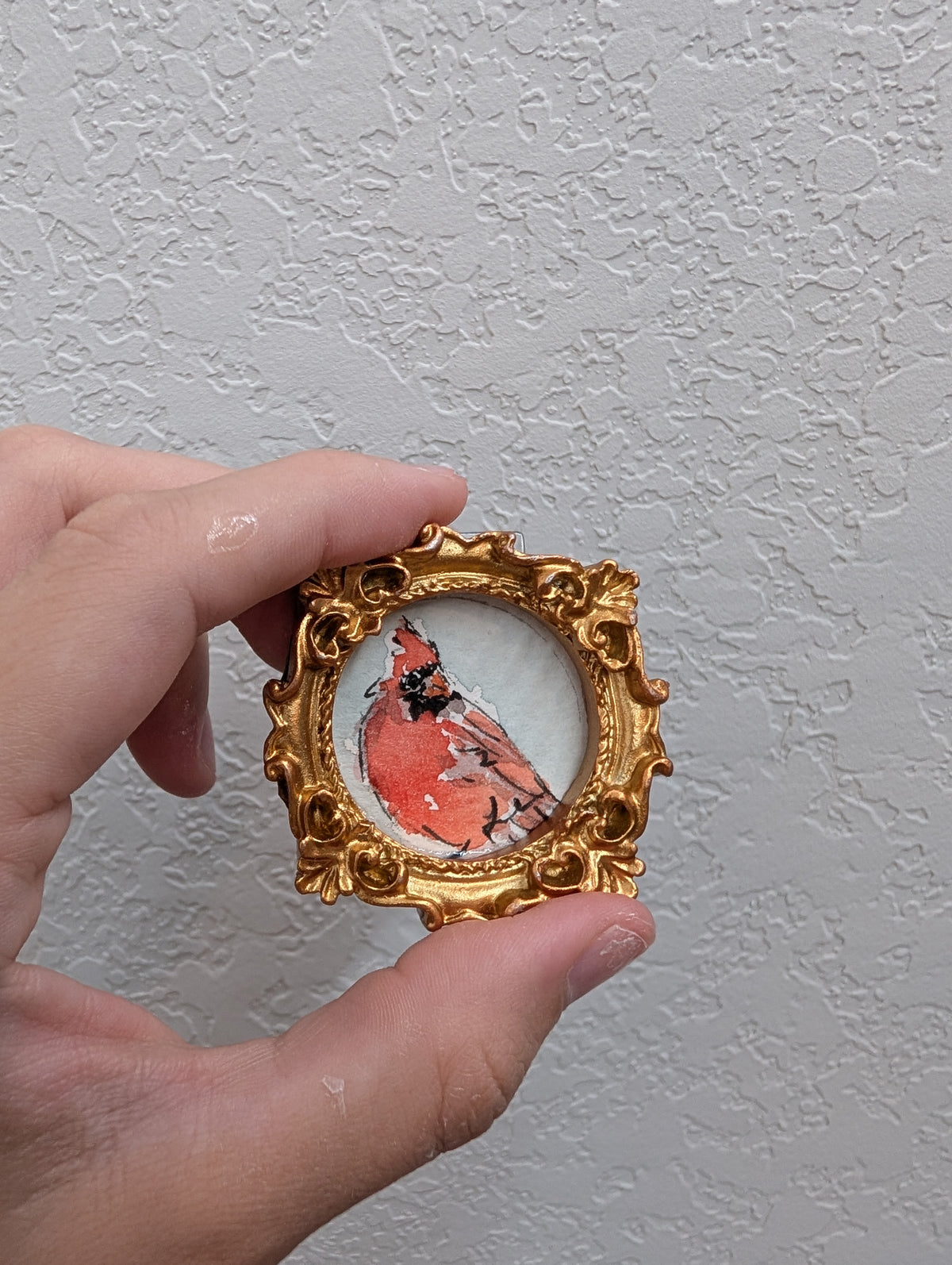 Mini Cardinal Bird Painting - Tiny Original Watercolor Art – Cavallin ...