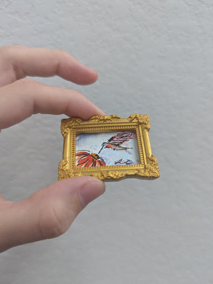 Mini Hummingbird Painting - Tiny Original Watercolor Art