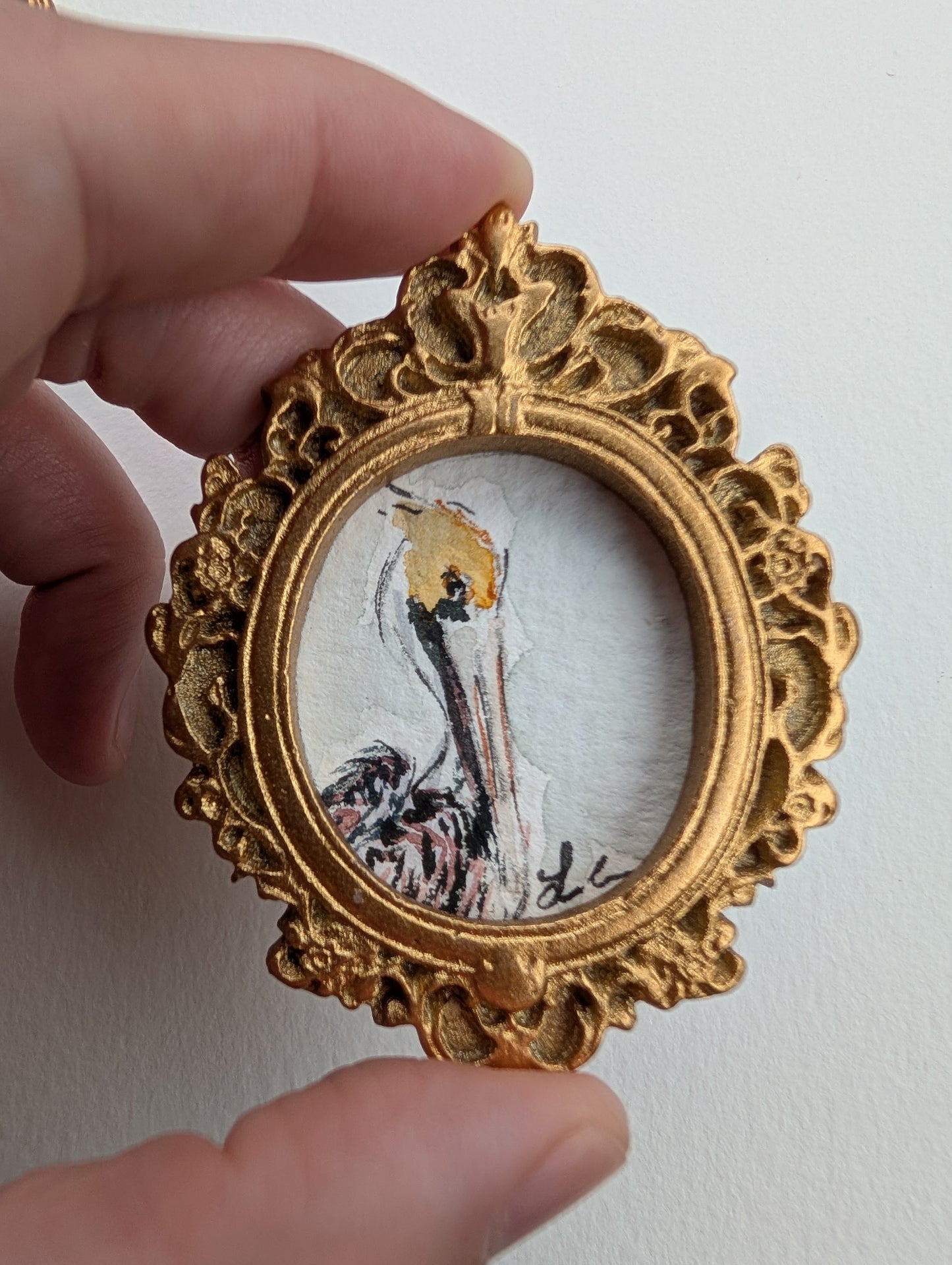 Mini Pelican Painting - Original Watercolor Art by Lora Cavallin