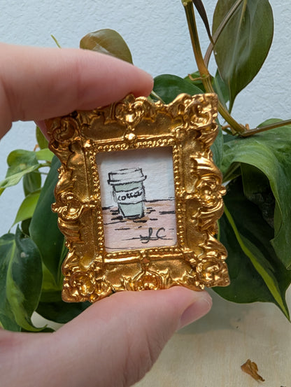 Mini Coffee Painting - Original Watercolor Art by Lora Cavallin