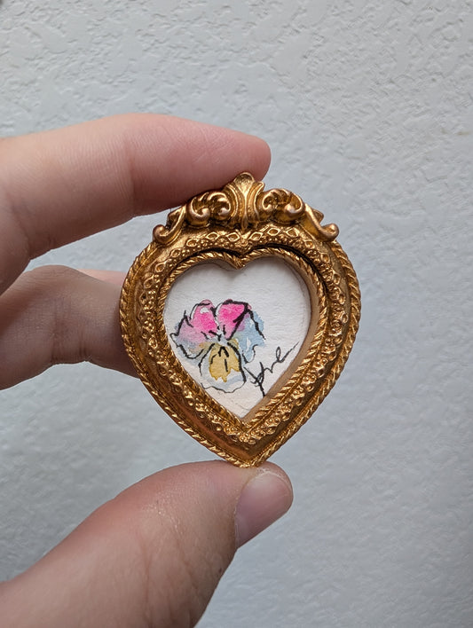 Mini Flower Painting - Tiny Original Watercolor Art by Lora Cavallin