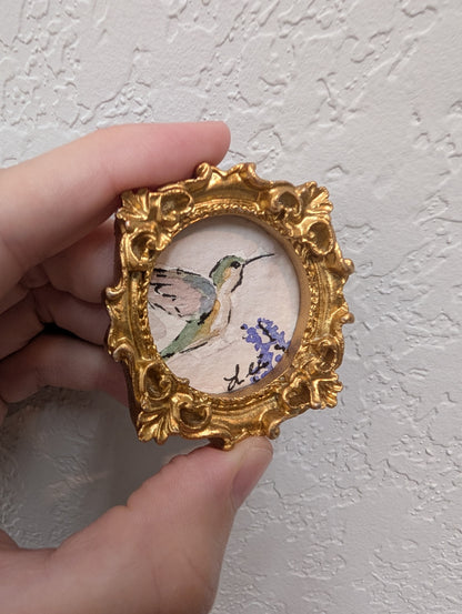 Mini Hummingbird Painting - Original Watercolor Art by Lora Cavallin