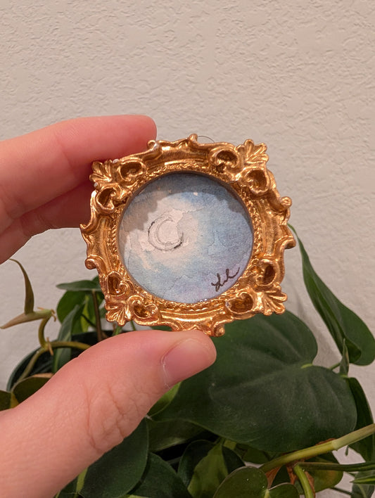 Mini Moon Painting - Original Watercolor Art by Lora Cavallin