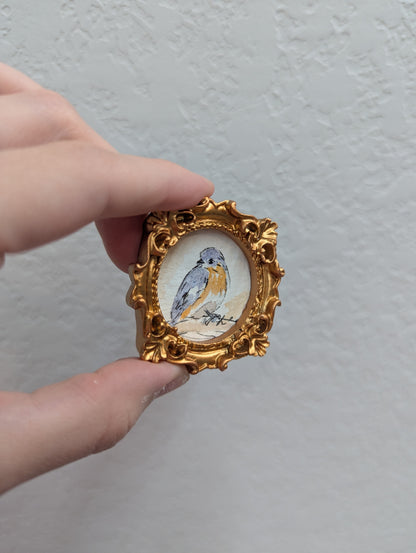 Mini Bluebird Painting - Tiny Original Watercolor Art