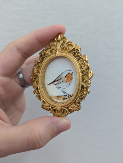 Mini Robin Painting - Tiny Original Watercolor Art