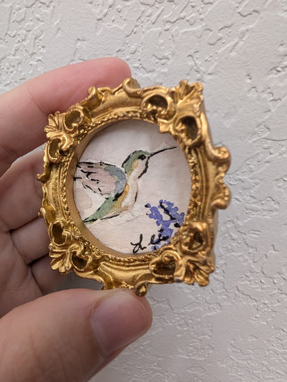 Mini Hummingbird Painting - Original Watercolor Art by Lora Cavallin