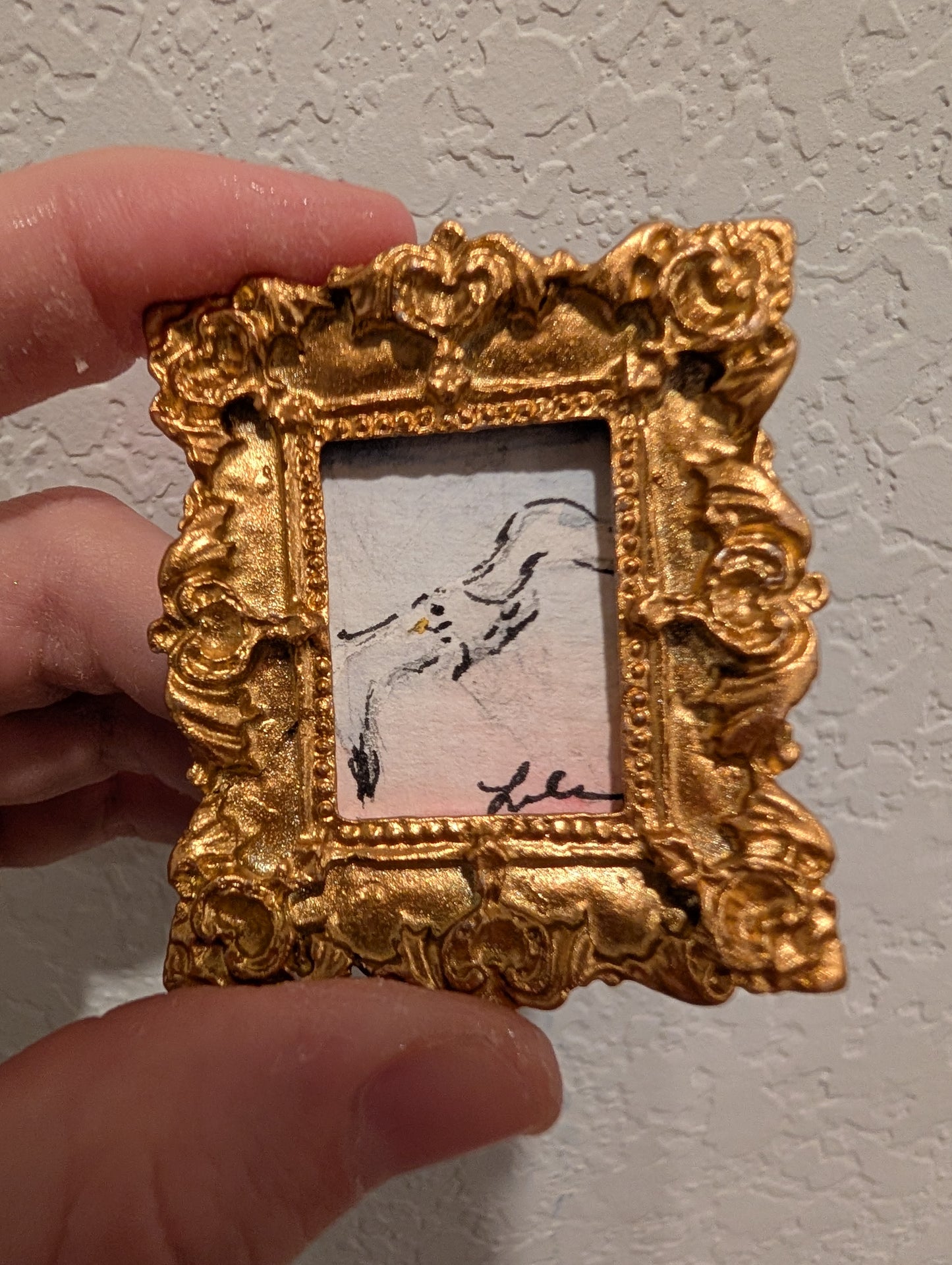 Mini Seagull Painting - Original Watercolor Art by Lora Cavallin