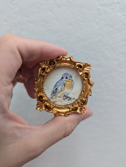 Mini Bluebird Painting - Tiny Original Watercolor Art