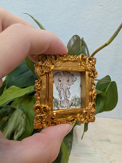 Mini Elephant Painting - Original Watercolor Art by Lora Cavallin
