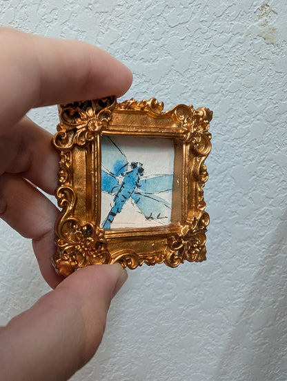 Mini Dragonfly Painting - Original Watercolor Art by Lora Cavallin