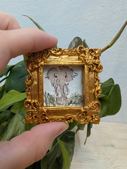 Mini Elephant Painting - Original Watercolor Art by Lora Cavallin