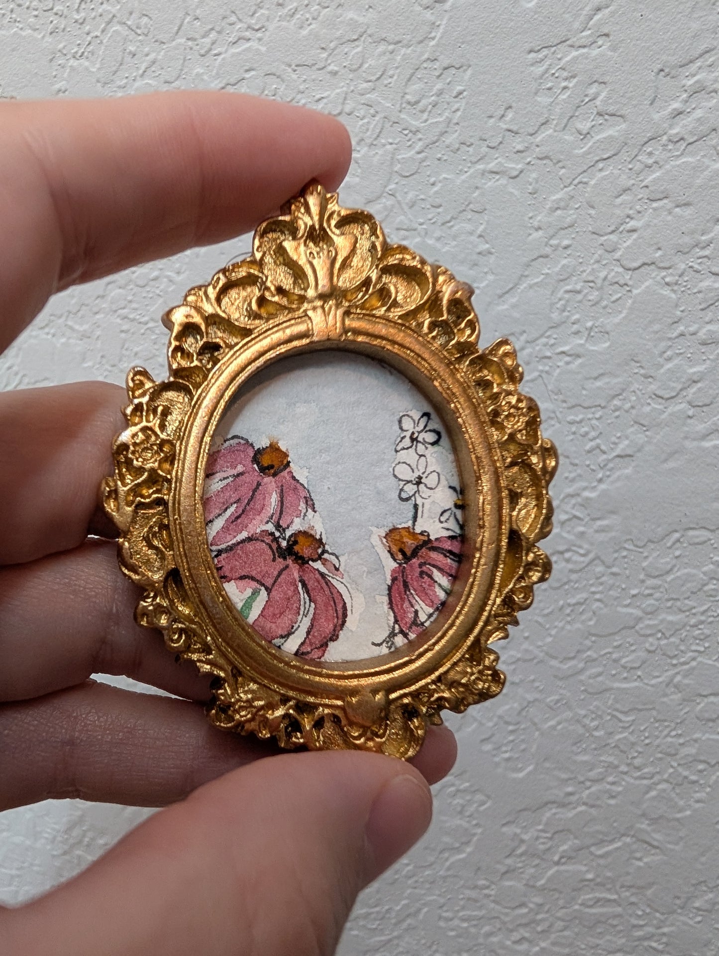 Mini Floral Painting - Original Watercolor Art by Lora Cavallin