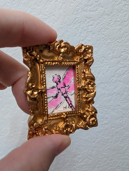 Mini Dragonfly Painting - Original Watercolor Art by Lora Cavallin