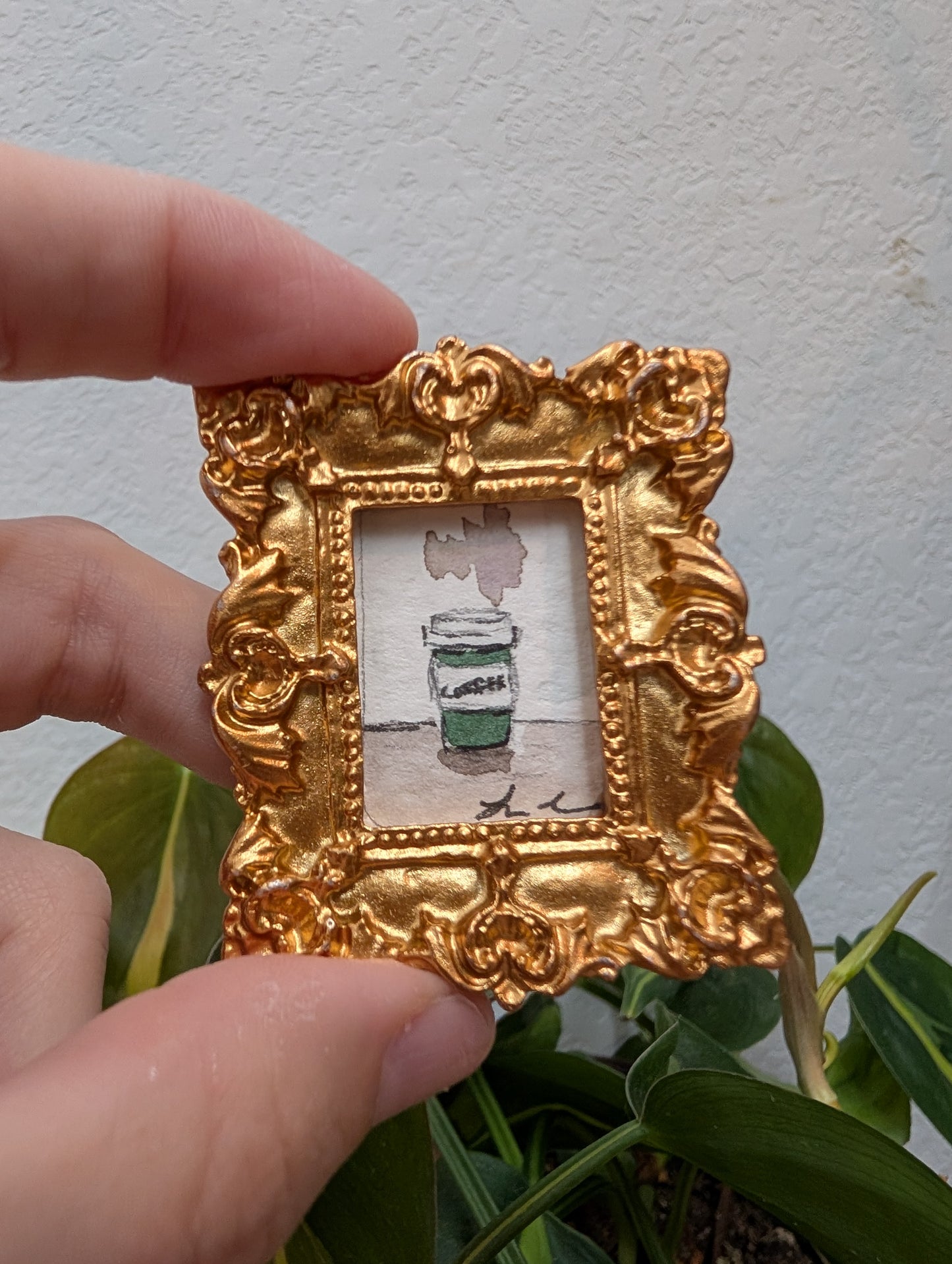 Mini Coffee Cup Painting - Original Watercolor Art by Lora Cavallin