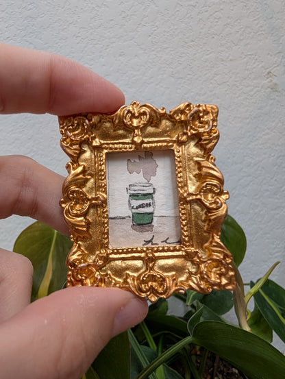 Mini Coffee Cup Painting - Original Watercolor Art by Lora Cavallin