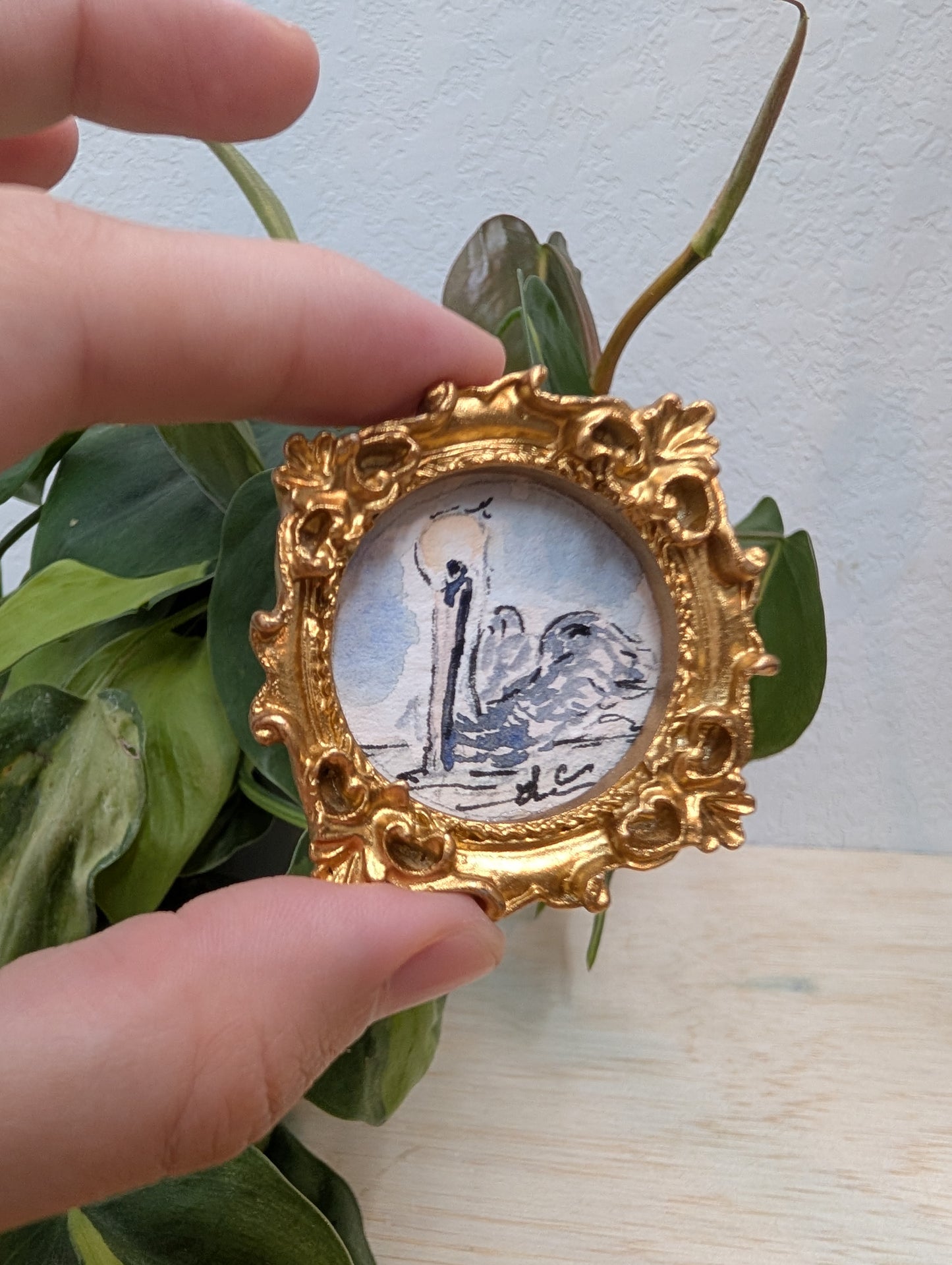 Mini Pelican Painting - Original Watercolor Art by Lora Cavallin