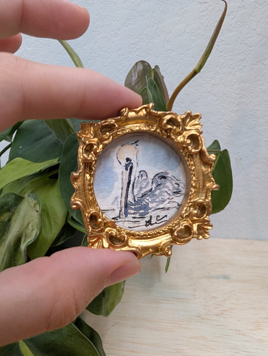 Mini Pelican Painting - Original Watercolor Art by Lora Cavallin
